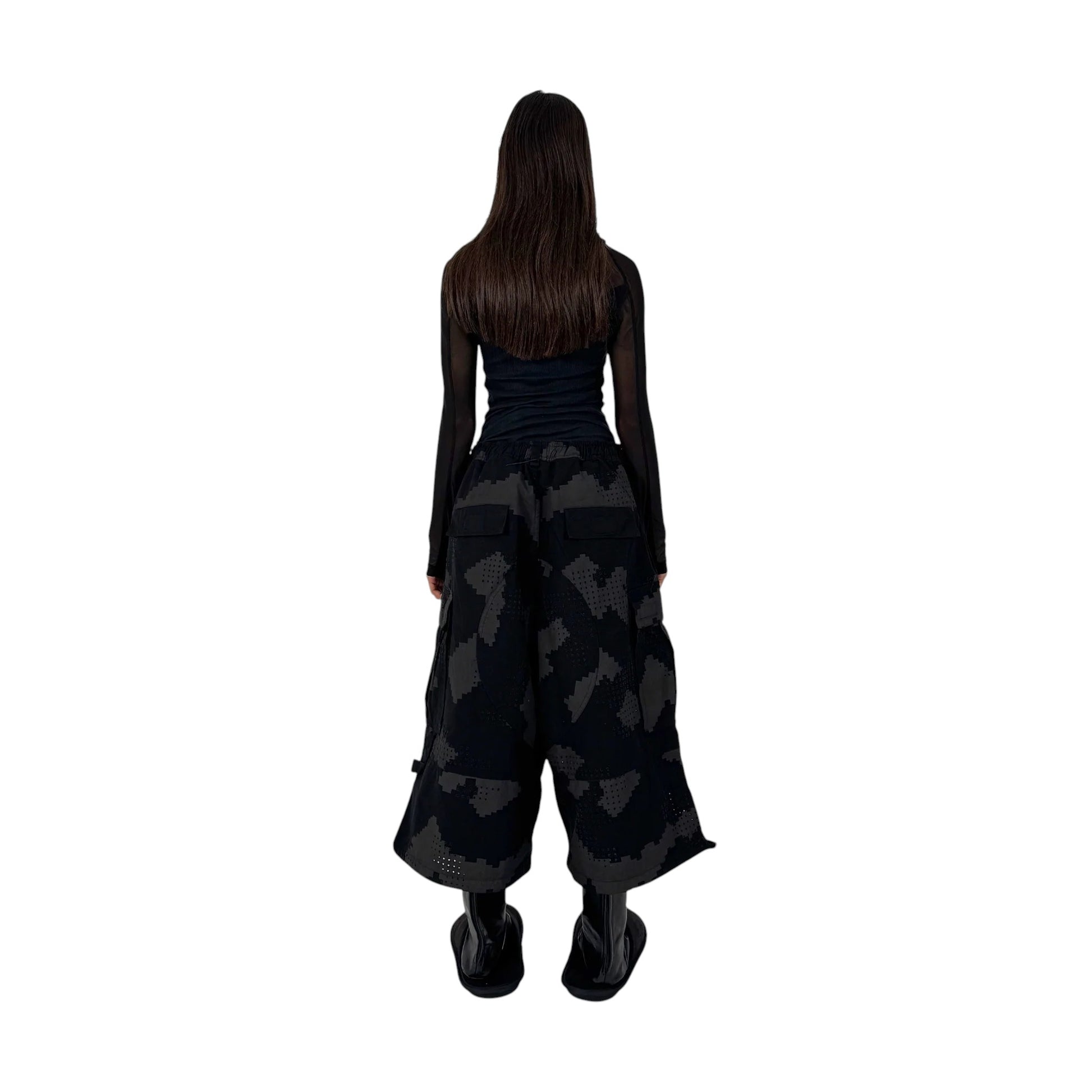DINGYUNG ZHANG Grid Camo Cargo Shorts