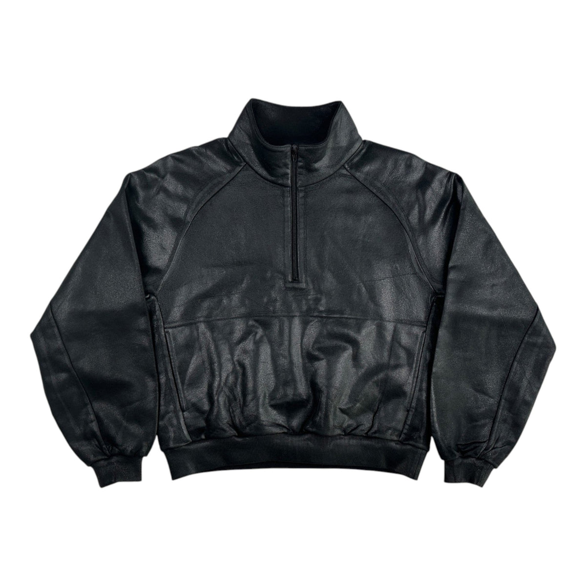 DINGYUN ZHANG Coated Zip Neck Sweatshirt Onyx - DINGYUNG ZHANG
