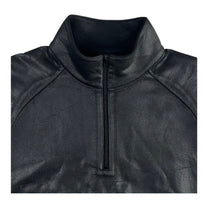 DINGYUN ZHANG Coated Zip Neck Sweatshirt Onyx - DINGYUNG ZHANG