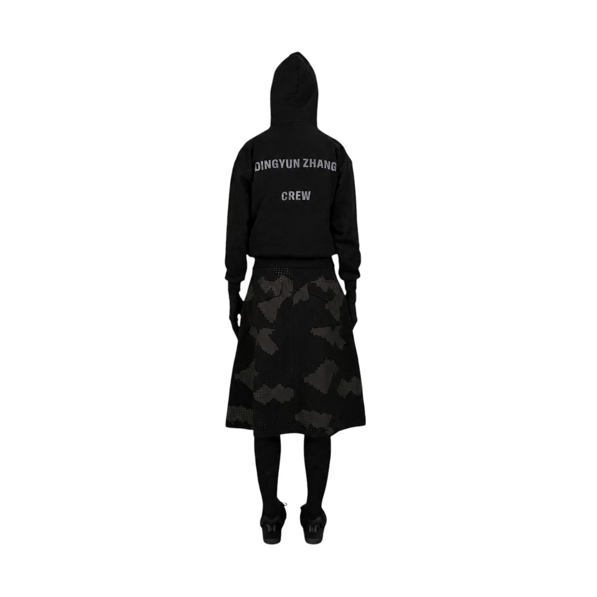 DINGYUN ZHANG Crew Hoodie Slim Fit Black - DINGYUNG ZHANG