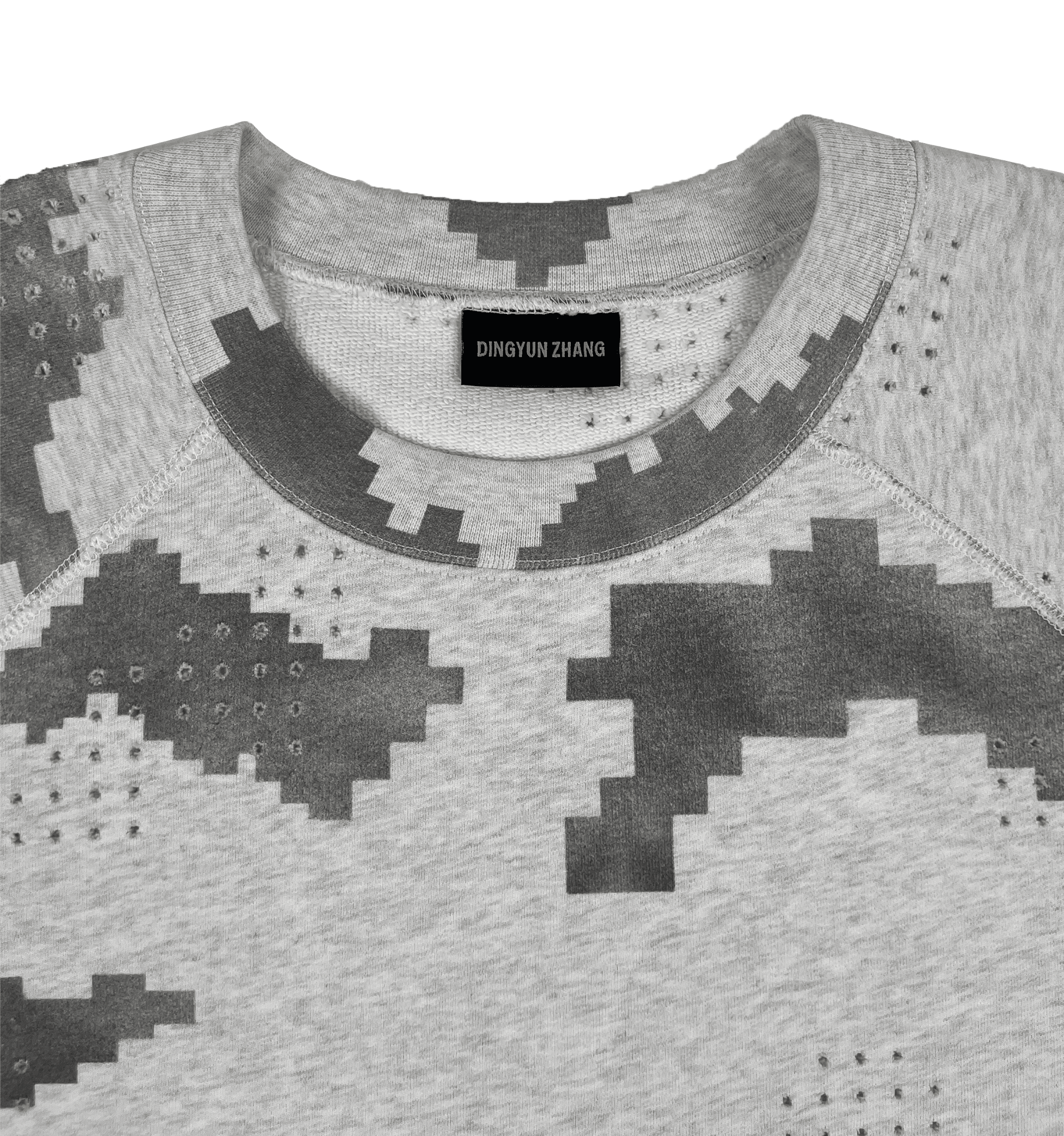 DINGYUNG ZHANG Grid Camo Panelled T-Shirt - DINGYUNG ZHANG