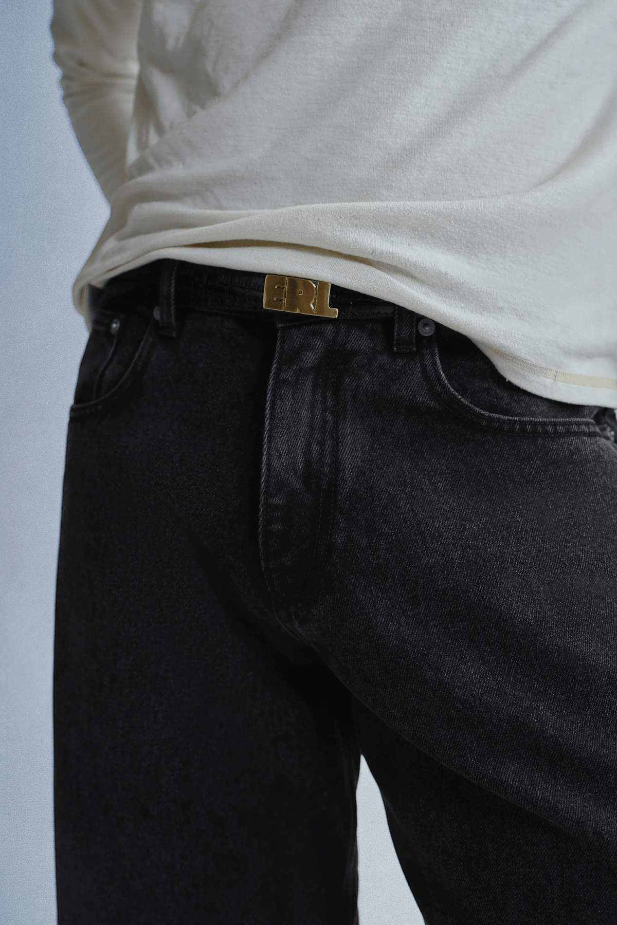 ERL Croc Belt Small Leather Black - ERL