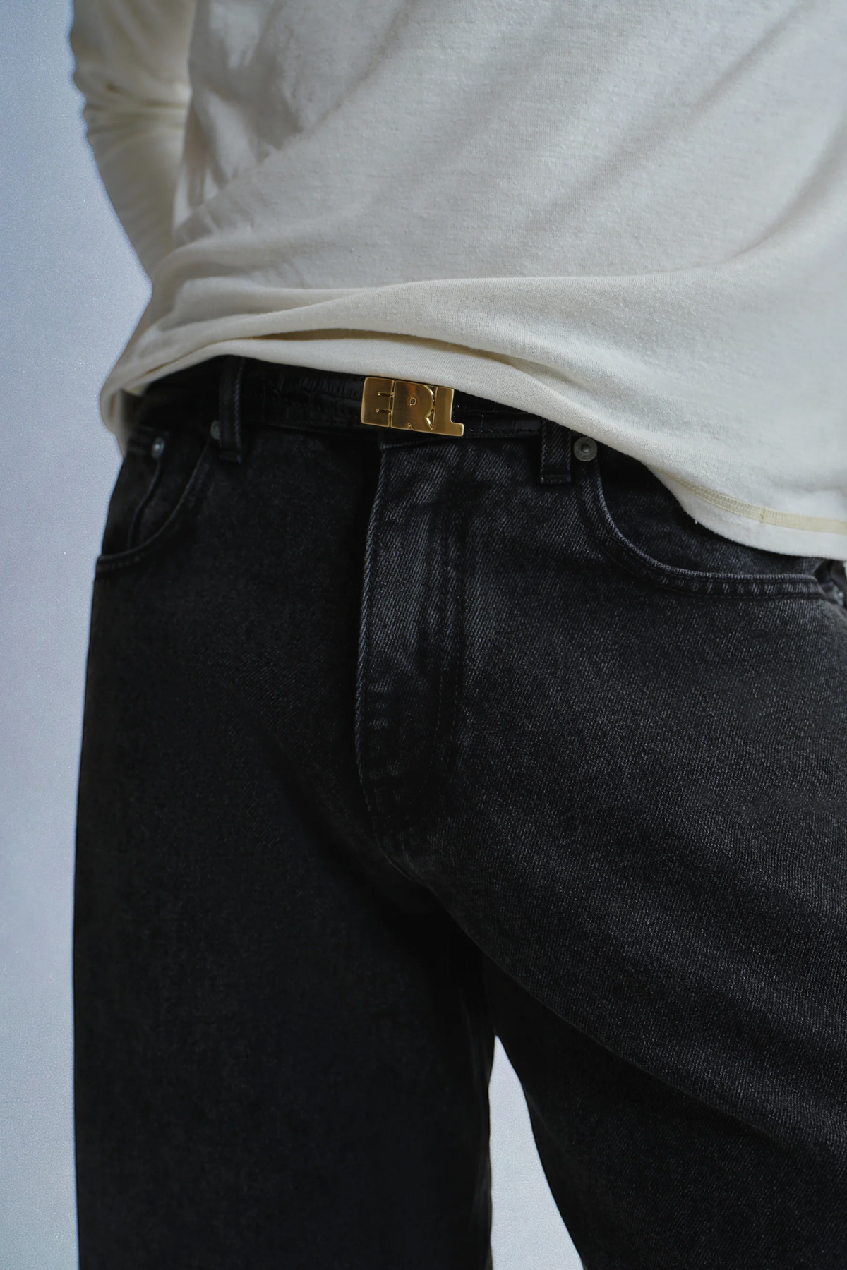 ERL Croc Belt Small Leather Black