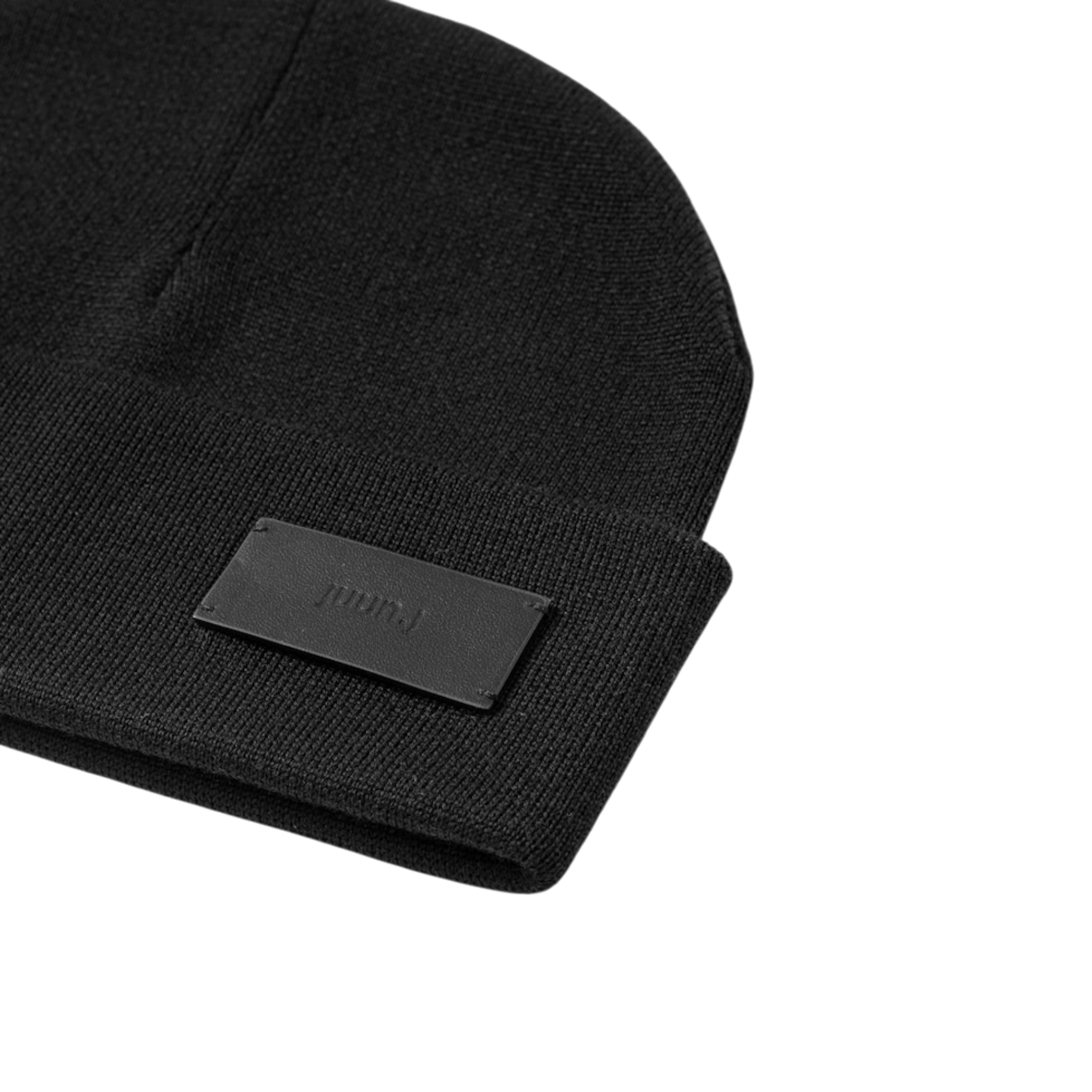 Juun.J Leather Patched Wool Solid Beanie - Juun.J