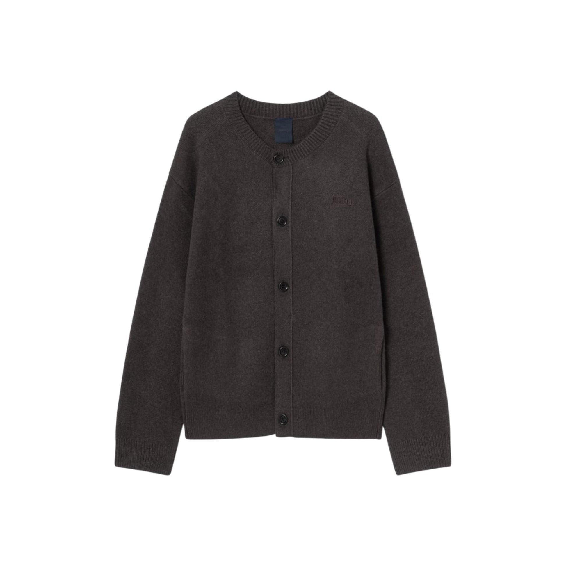 Juun.J Wool Knit Collarless Cardigan Brown - Juun.J