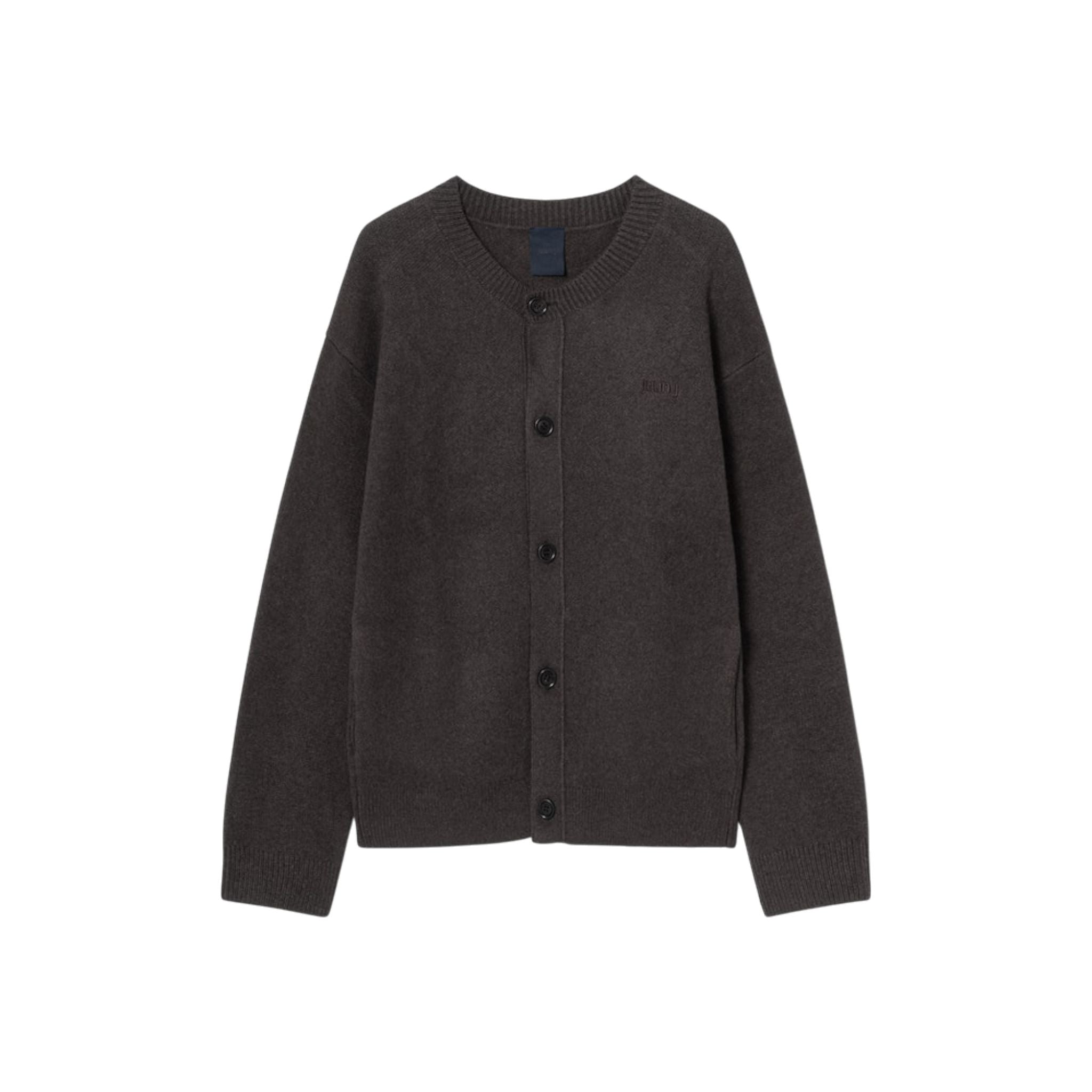 Juun.J Wool Knit Collarless Cardigan Brown - Juun.J