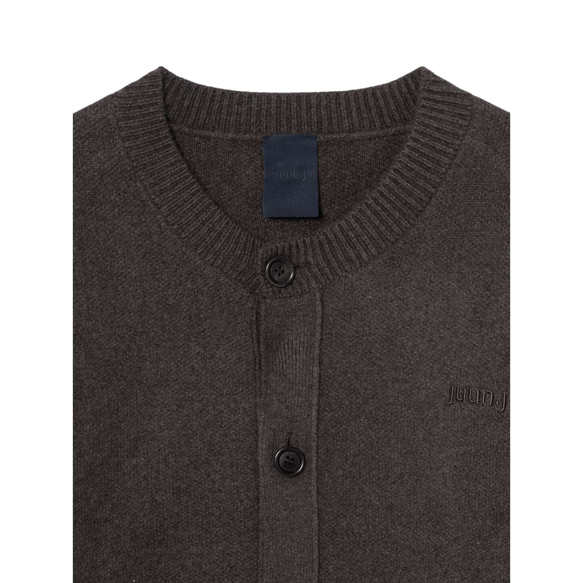 Juun.J Wool Knit Collarless Cardigan Brown - Juun.J