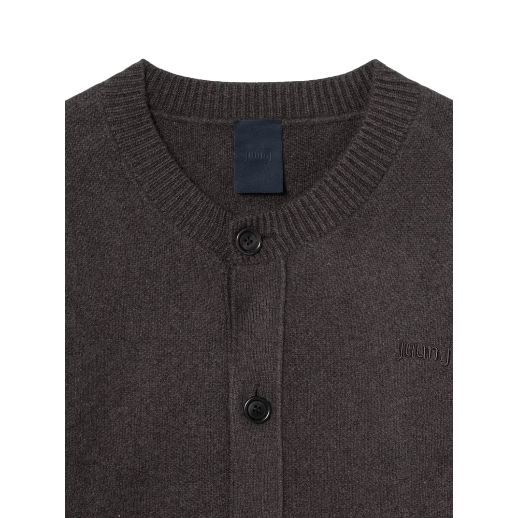 Juun.J Wool Knit Collarless Cardigan Brown - Juun.J