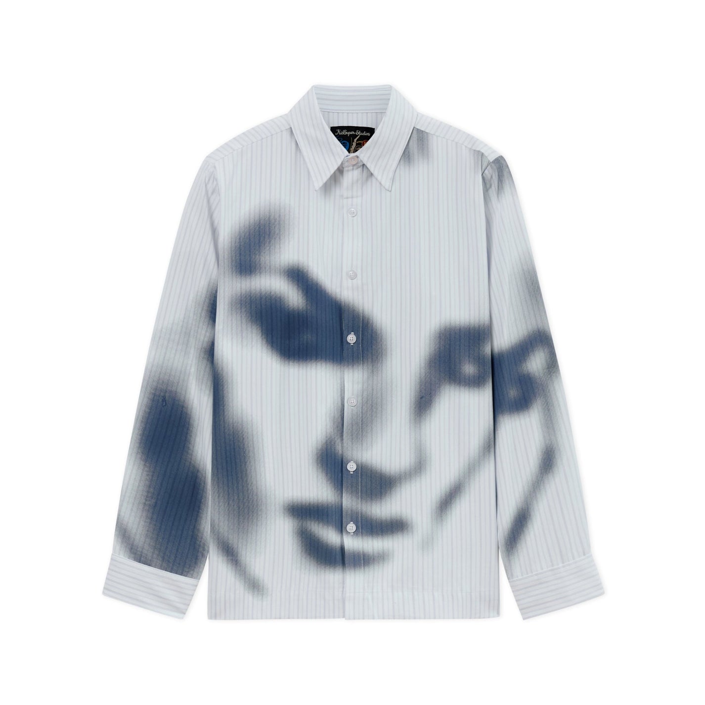 Kidsuper Studios Blurry Face Airbrush Striped Button Up Black - Kidsuper Studios