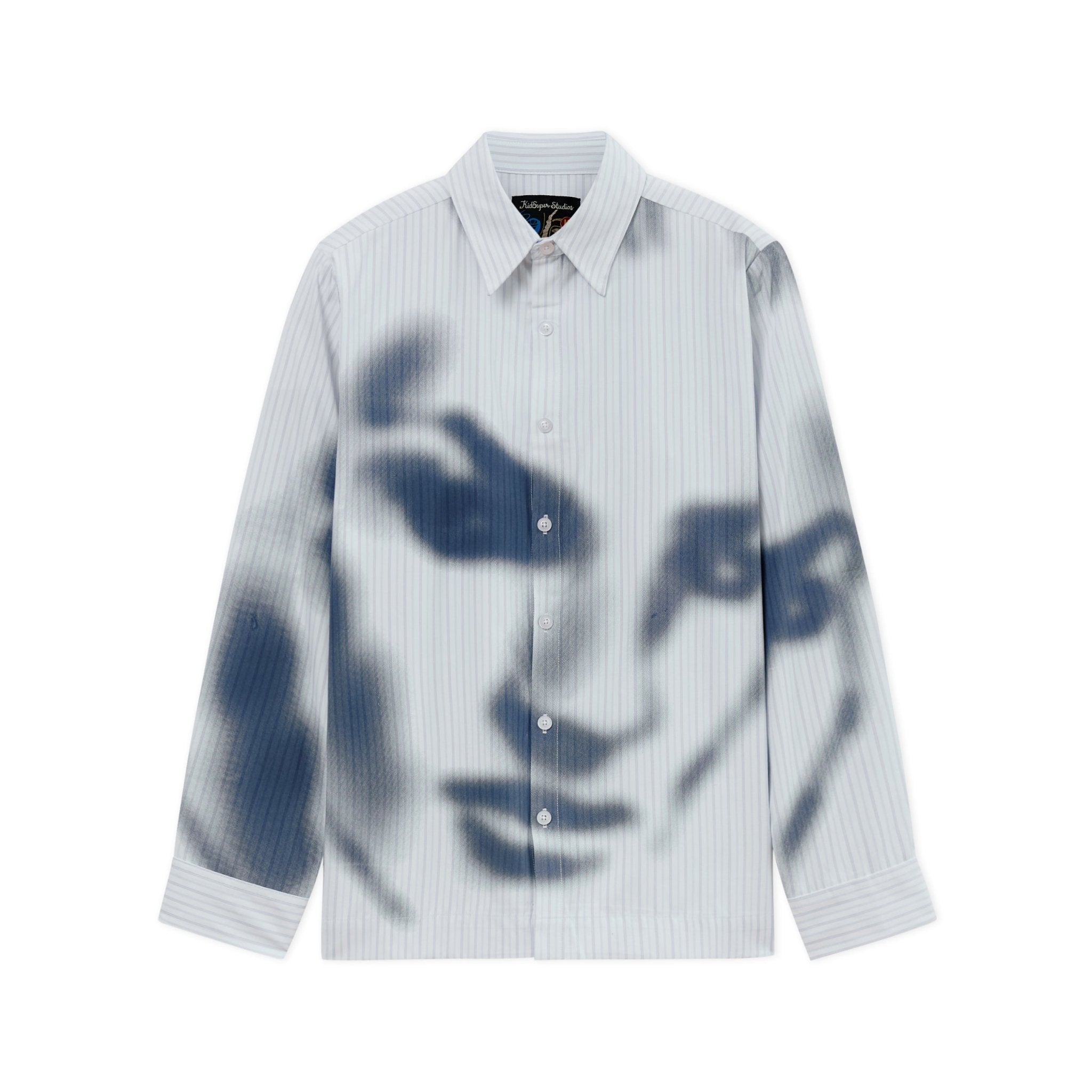 Kidsuper Studios Blurry Face Airbrush Striped Button Up Black - Kidsuper Studios