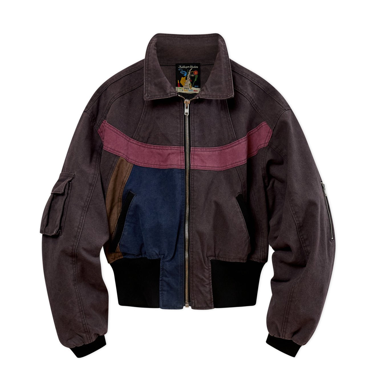 Kidsuper Studios Cropped Canvas Bomber Jacket Brown - Kidsuper Studios