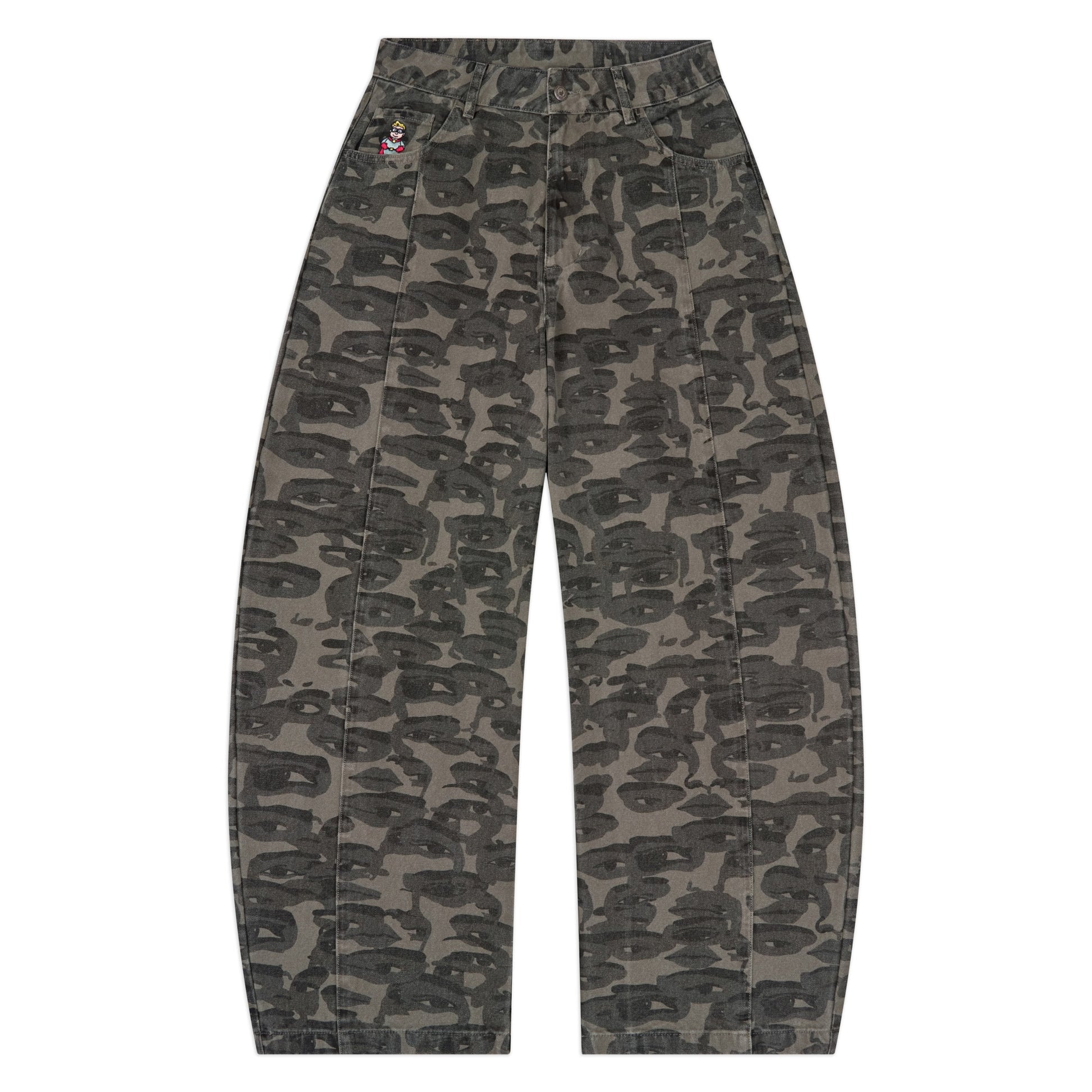 Kidsuper Studios Face Camo Wide Leg Jean [Black] - KidSuper Studios