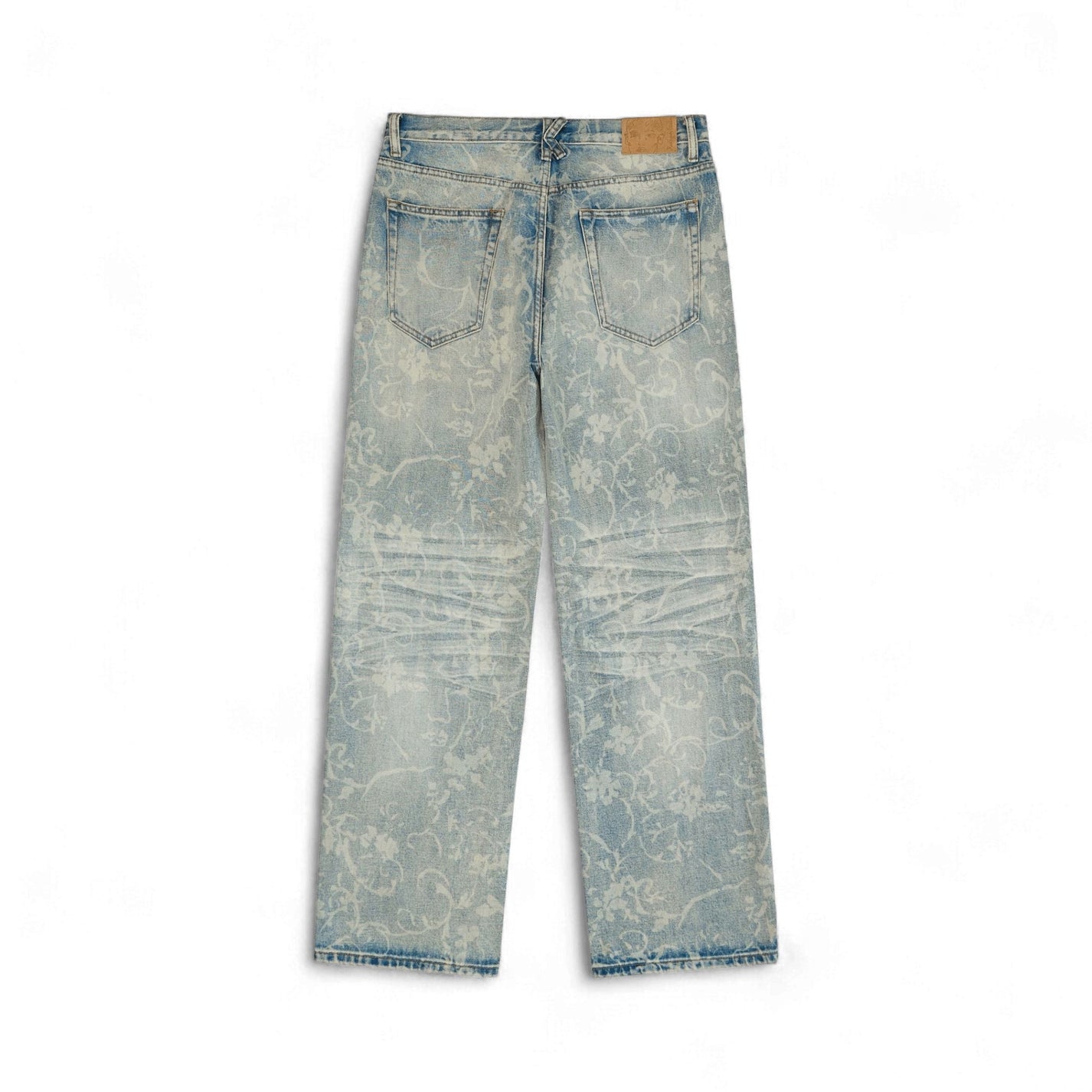 KidSuper Studios Face Floral Washed Denim Jeans Light Mud Wash - KidSuper Studios