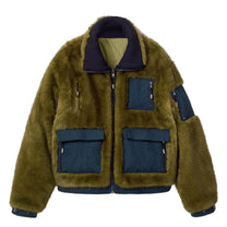 KidSuper Studios Fur &amp; Herringbone Coat - Green - KidSuper Studios