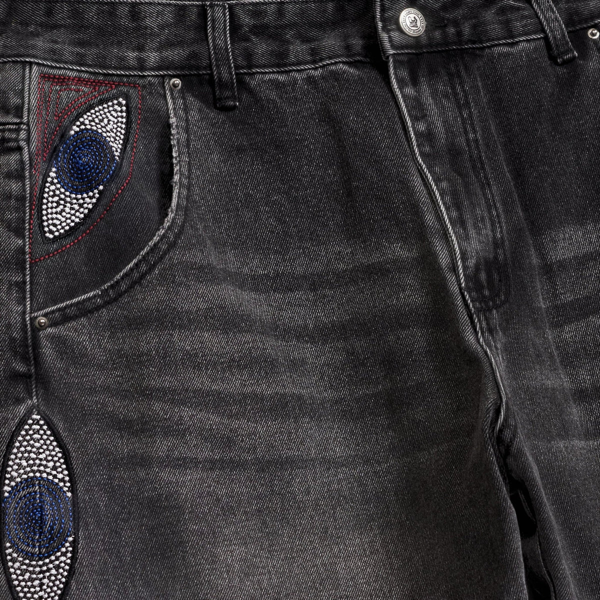 KidSuper Studios Gemstone Eye Embroidery Jean - Black - KidSuper Studios