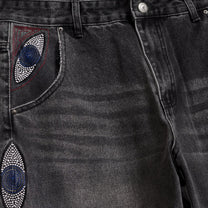 KidSuper Studios Gemstone Eye Embroidery Jean - Black - KidSuper Studios
