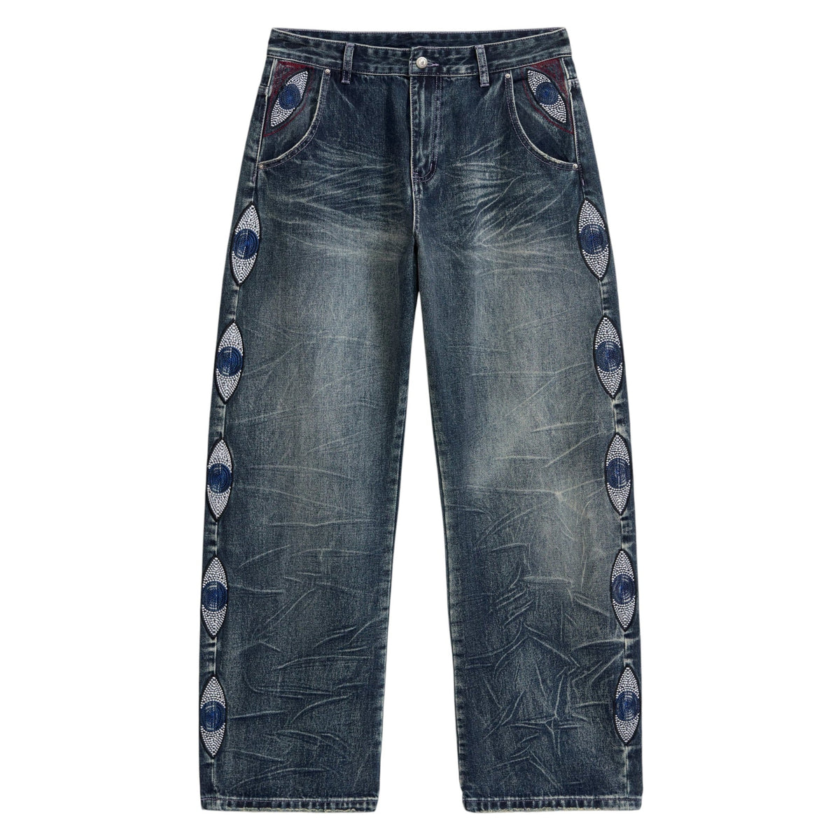 KidSuper Studios Gemstone Eye Embroidery Jean - Washed Blue - KidSuper Studios
