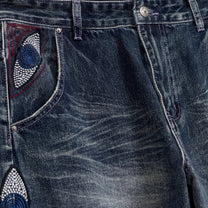 KidSuper Studios Gemstone Eye Embroidery Jean - Washed Blue - KidSuper Studios