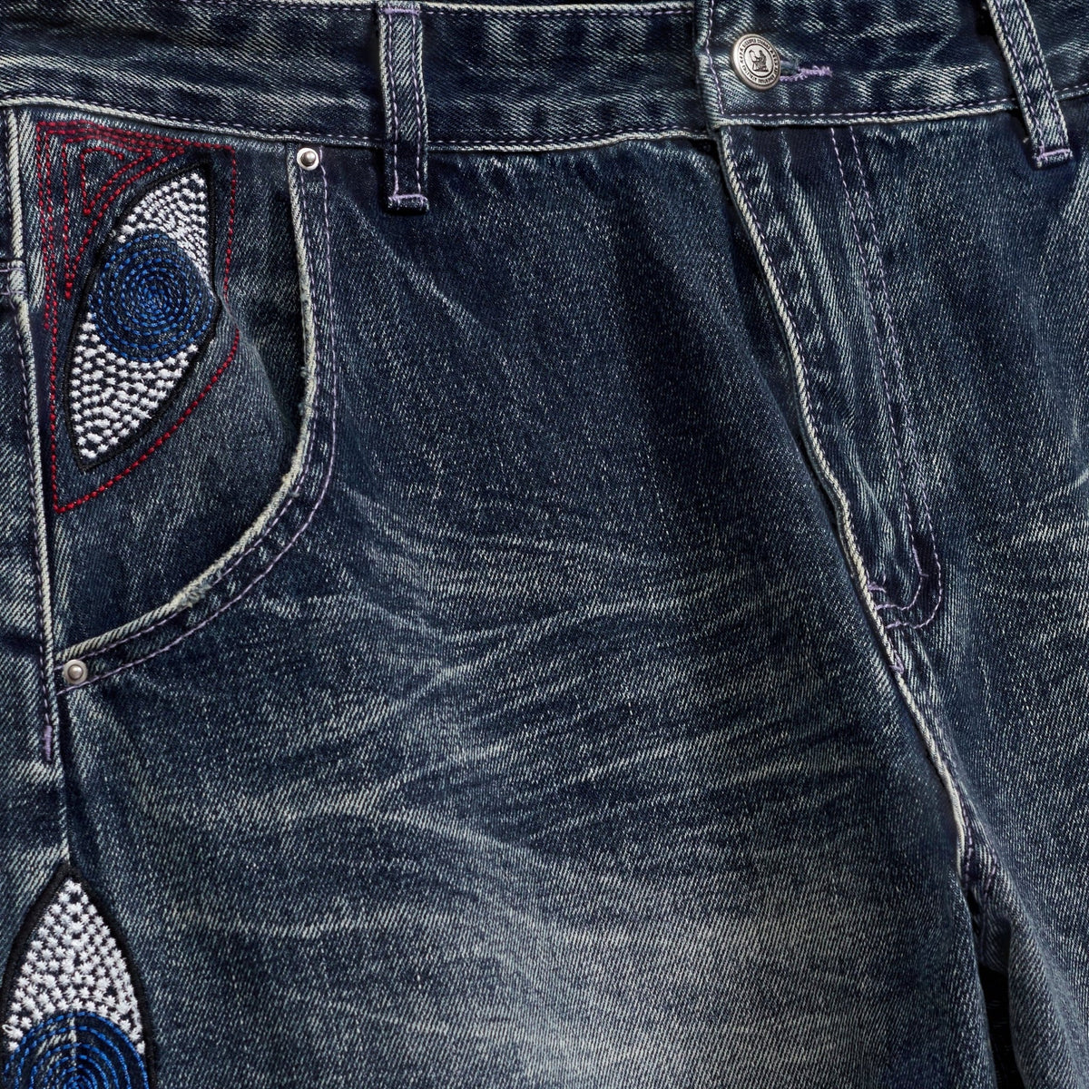 KidSuper Studios Gemstone Eye Embroidery Jean - Washed Blue - KidSuper Studios