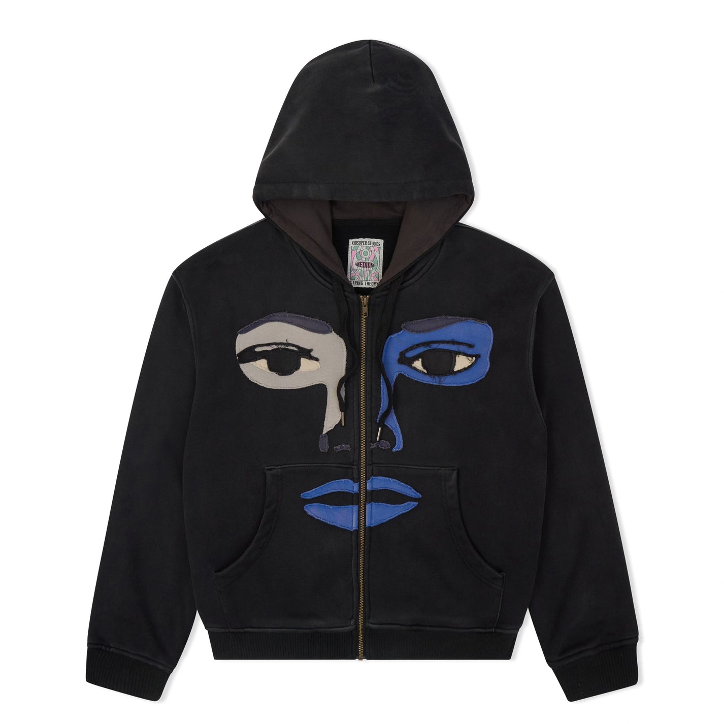 Kidsuper Studios Patchwork Face Heavyweight Zip Up Hoodie Black - Kidsuper Studios