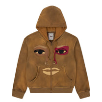 Kidsuper Studios Patchwork Face Heavyweight Zip Up Hoodie Dark Brown - Kidsuper Studios