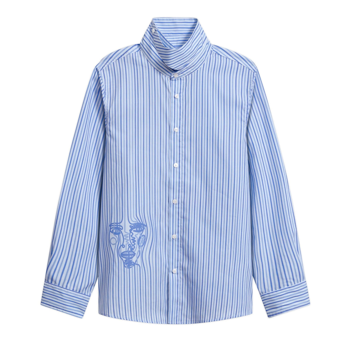 KidSuper Studios Striped Face Button Up - Chambray - KidSuper Studios