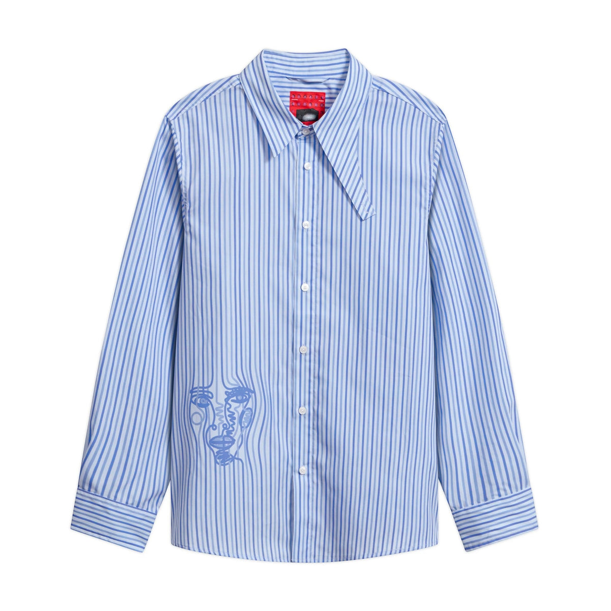 KidSuper Studios Striped Face Button Up - Chambray - KidSuper Studios