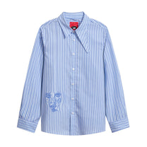 KidSuper Studios Striped Face Button Up - Chambray - KidSuper Studios