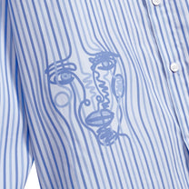 KidSuper Studios Striped Face Button Up - Chambray - KidSuper Studios