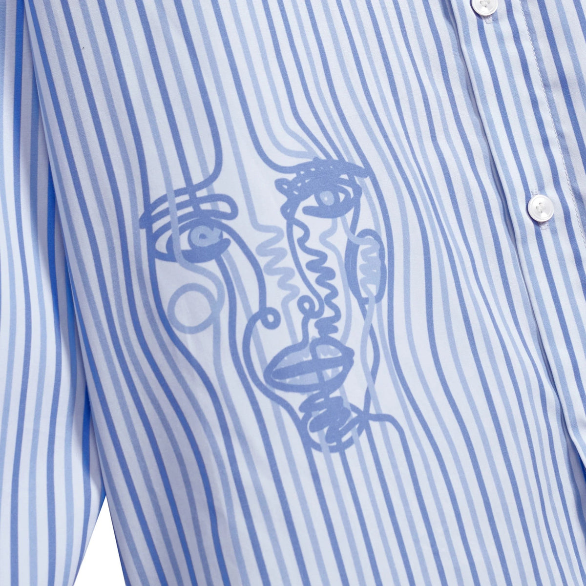 KidSuper Studios Striped Face Button Up - Chambray - KidSuper Studios