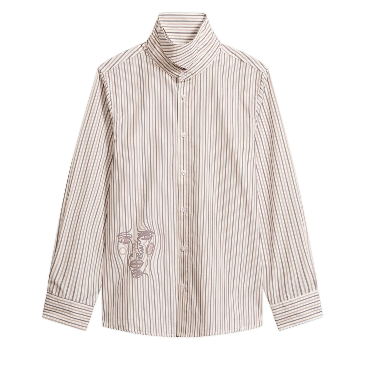 KidSuper Studios Striped Face Button Up - White - KidSuper Studios