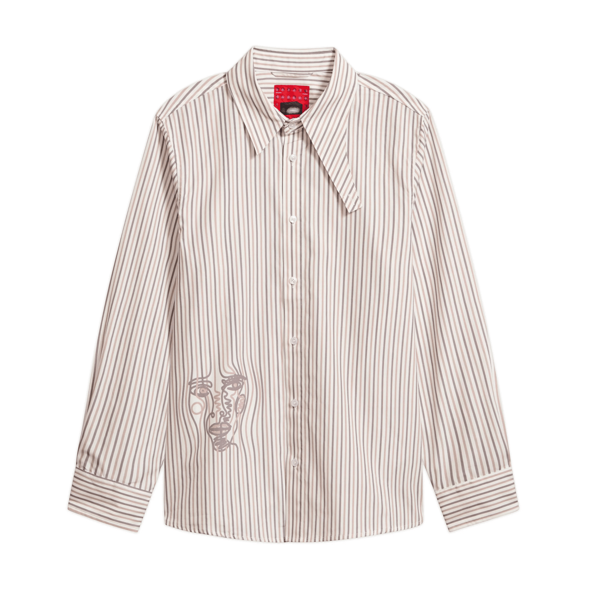 KidSuper Studios Striped Face Button Up - White - KidSuper Studios