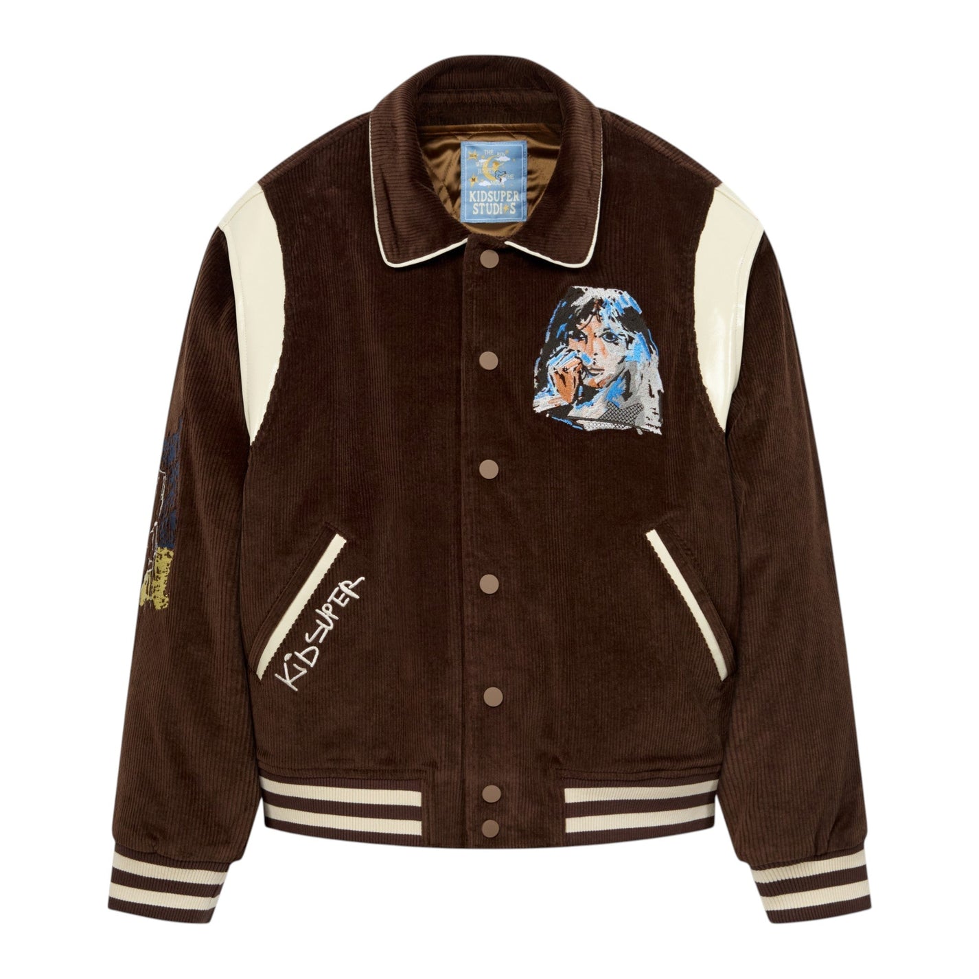 KidSuper Studios Washed Corduroy Embroidered Faces Jacket - KidSuper Studios