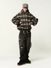 PDF Channel Forte Zip Up Hoodie Brown Tartan - PDF Channel