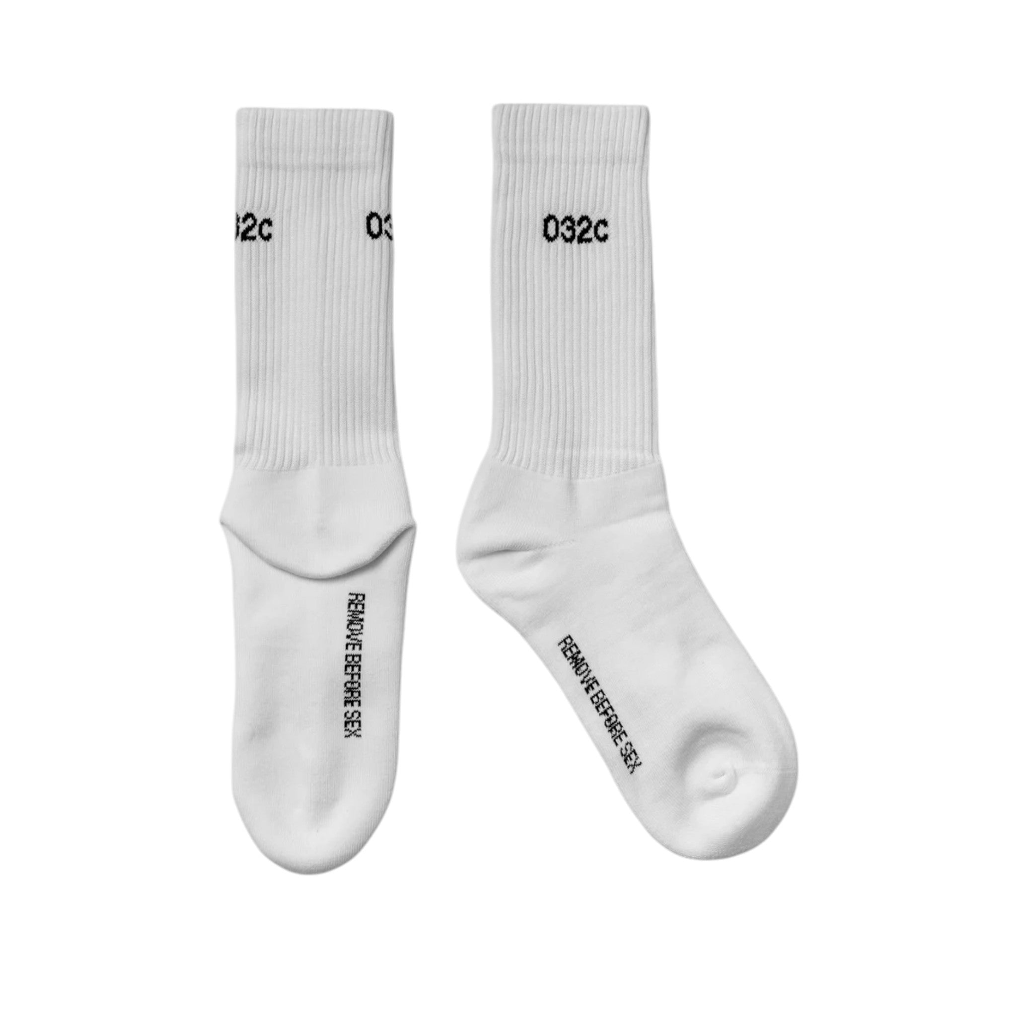 ''Remove Before Sex'' Crew Socks White/Black - 032C