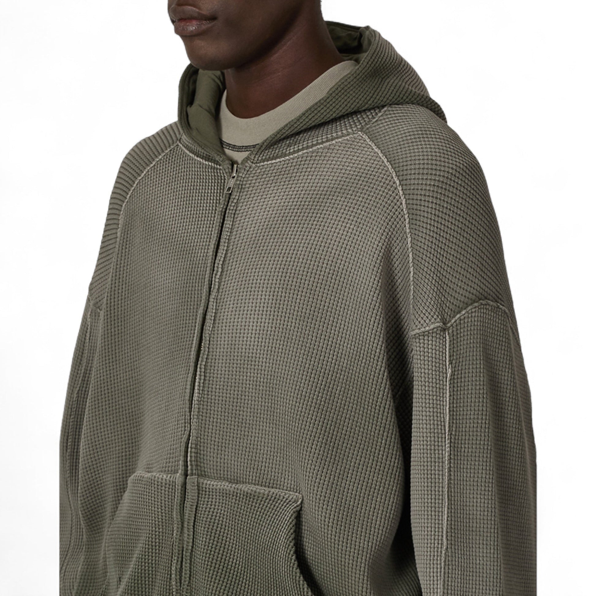 ROA Bee Sun Faded Waffle Zip Up Hoodie - ROA