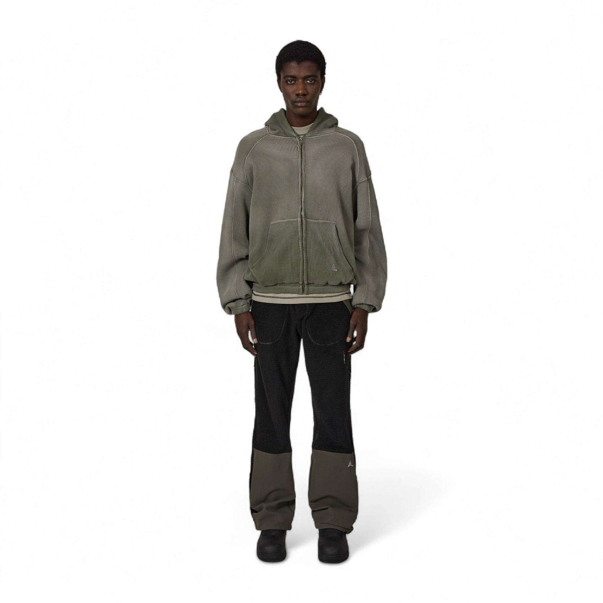 ROA Bee Sun Faded Waffle Zip Up Hoodie - ROA