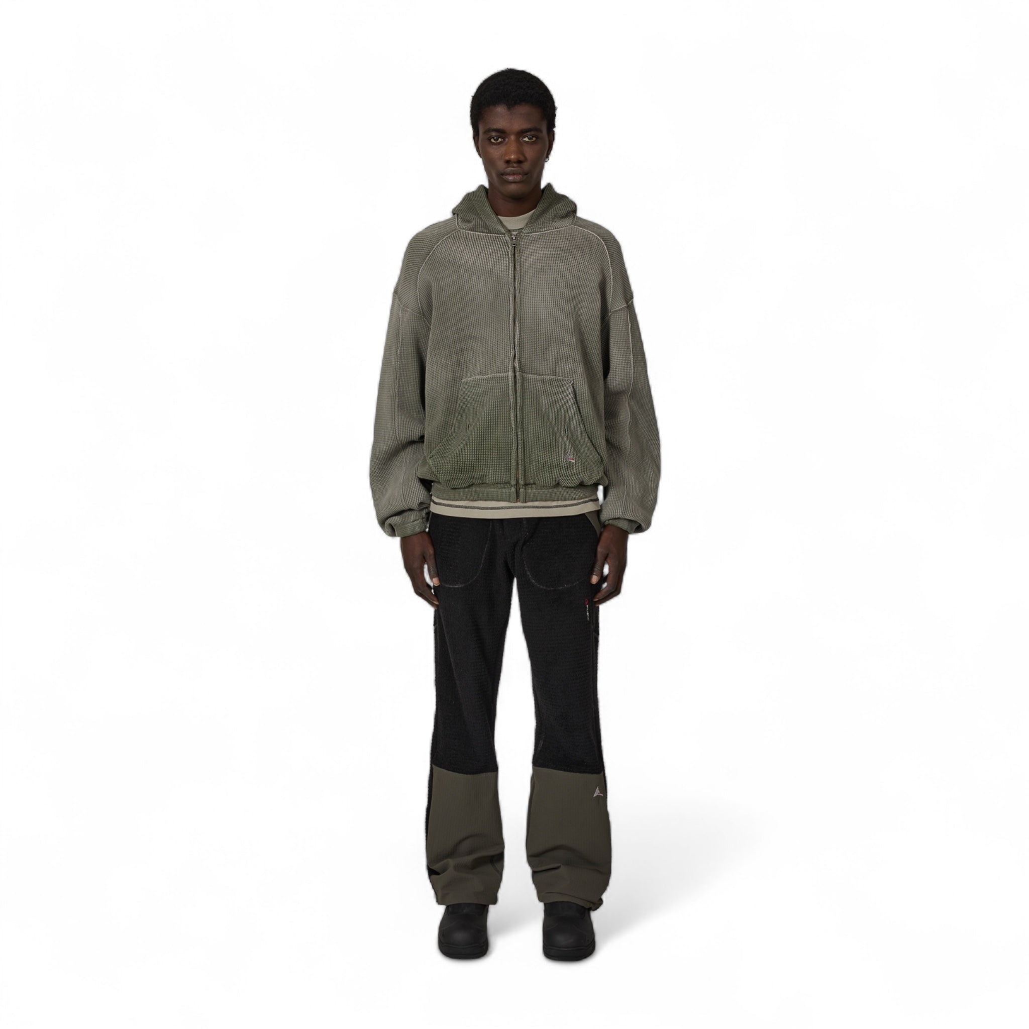 ROA Bee Sun Faded Waffle Zip Up Hoodie - ROA