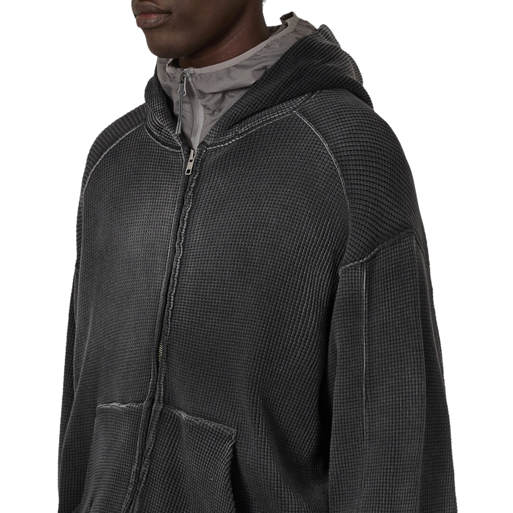 ROA Bee Sun Faded Waffle Zip Up Hoodie - ROA
