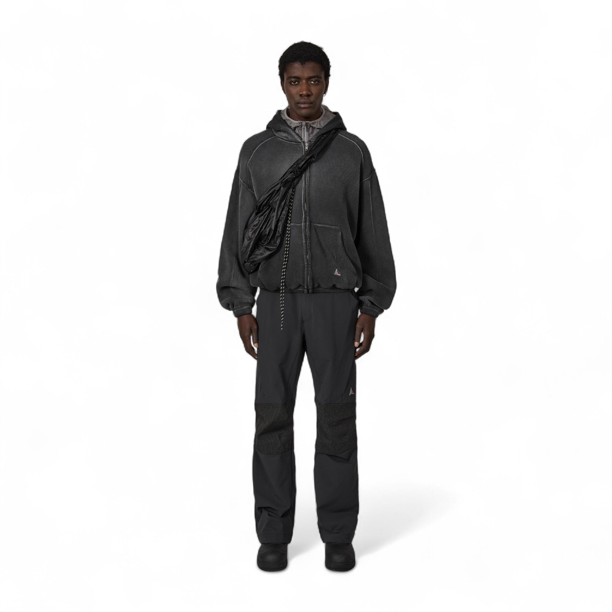 ROA Bee Sun Faded Waffle Zip Up Hoodie - ROA