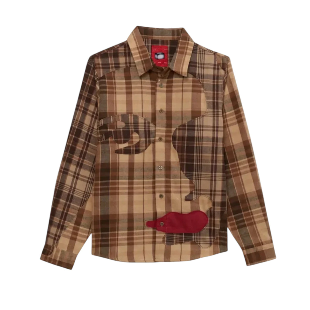 KidSuper Studios Patchwork Face Flannel - Brown
